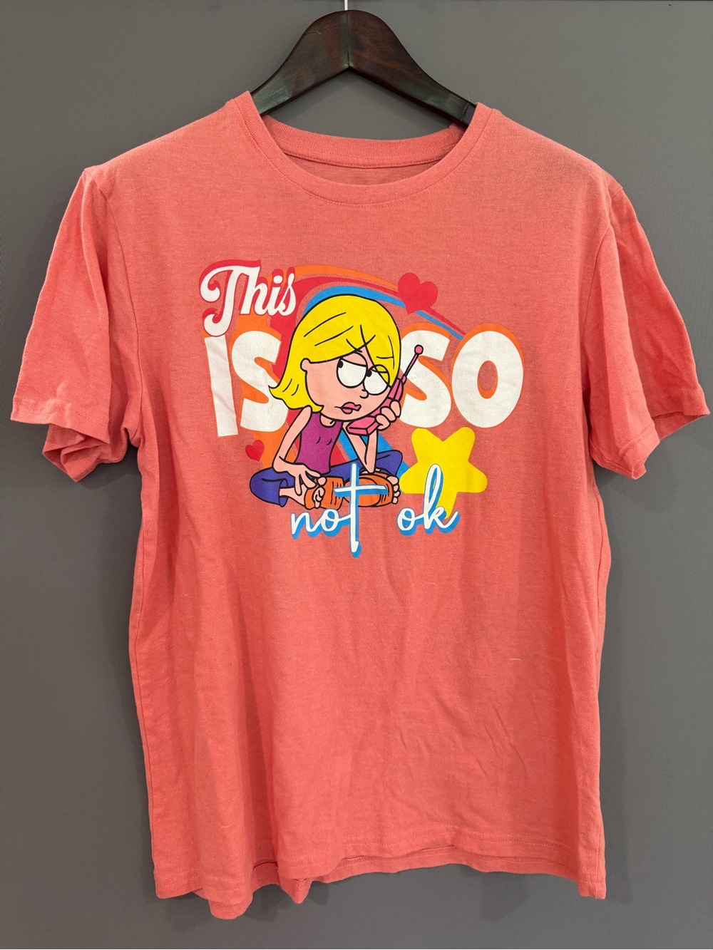 Vintage Disney Lizzie McGuire Coral Pink and Graphic Tee "This Is So Not Ok"